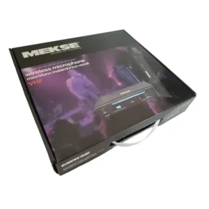 Micrófono inalámbrico Mekse MK-1800 de mano color negro, sistema VHF con cápsula unidireccional y receptor incluido