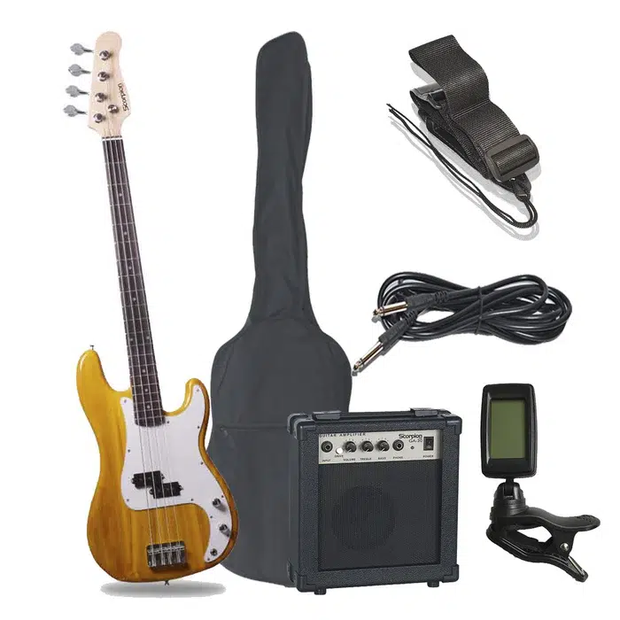 Pack bajo eléctrico Scorpion PSB-200 natural con amplificador y accesorios incluidos