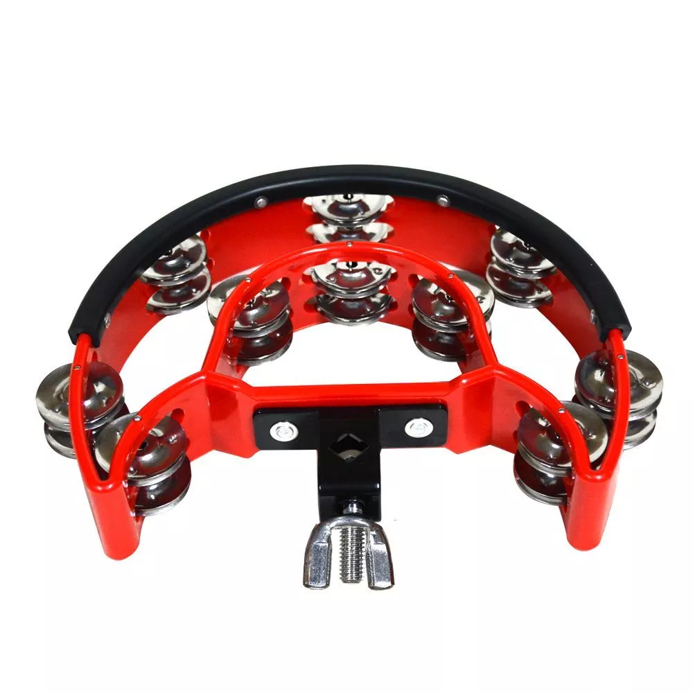 Pandero de batería RMX PDB-60R rojo doble con 10 hojuelas de níquel y borde de polímero