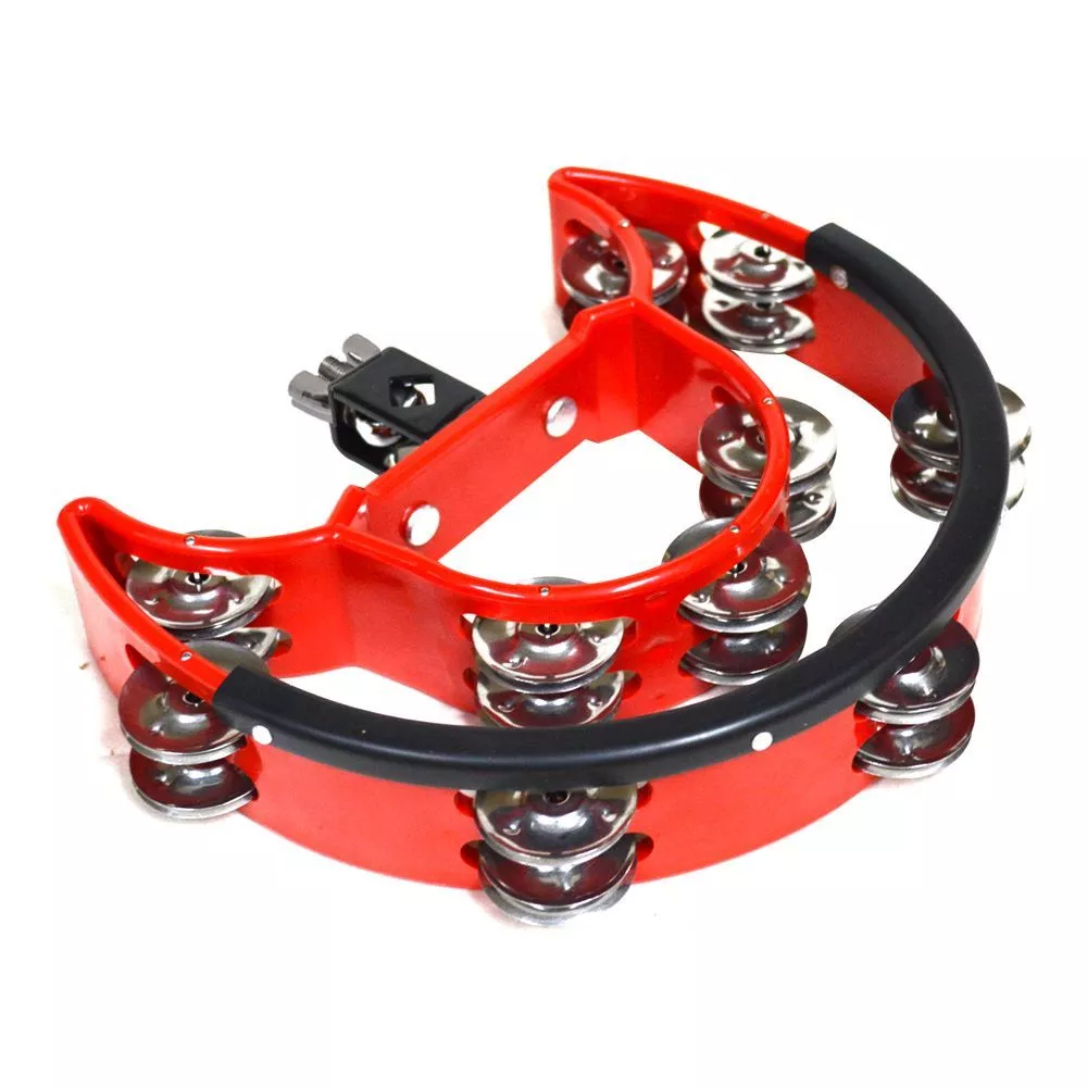 Pandero de batería RMX PDB-60R rojo doble con 10 hojuelas de níquel y borde de polímero