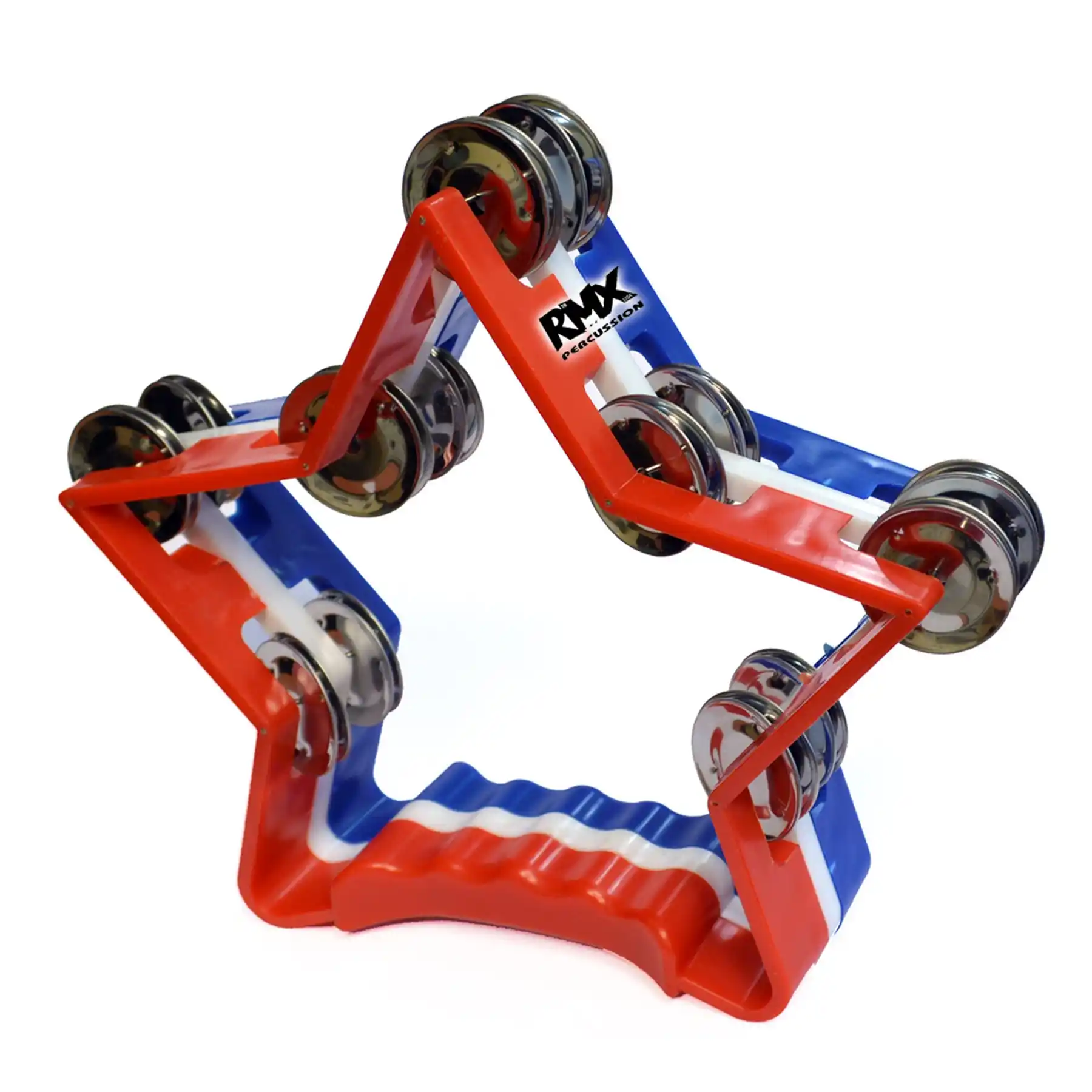 Pandero estrella tricolor RMX con mango ergonómico y sonido brillante