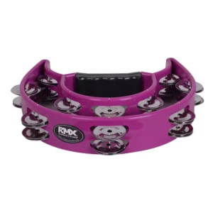 Pandero RMX TR-4 morado en forma de media luna con 10 hojuelas metálicas y cuerpo plástico resistente