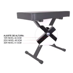 Piso para teclado RMX RT6-22R plegable y ajustable en altura, con acolchado de 6 cm y patas antideslizantes