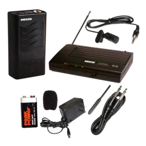 Micrófono inalámbrico de solapa Mekse MK-1500, sistema VHF con audio claro y receptor fijo compacto