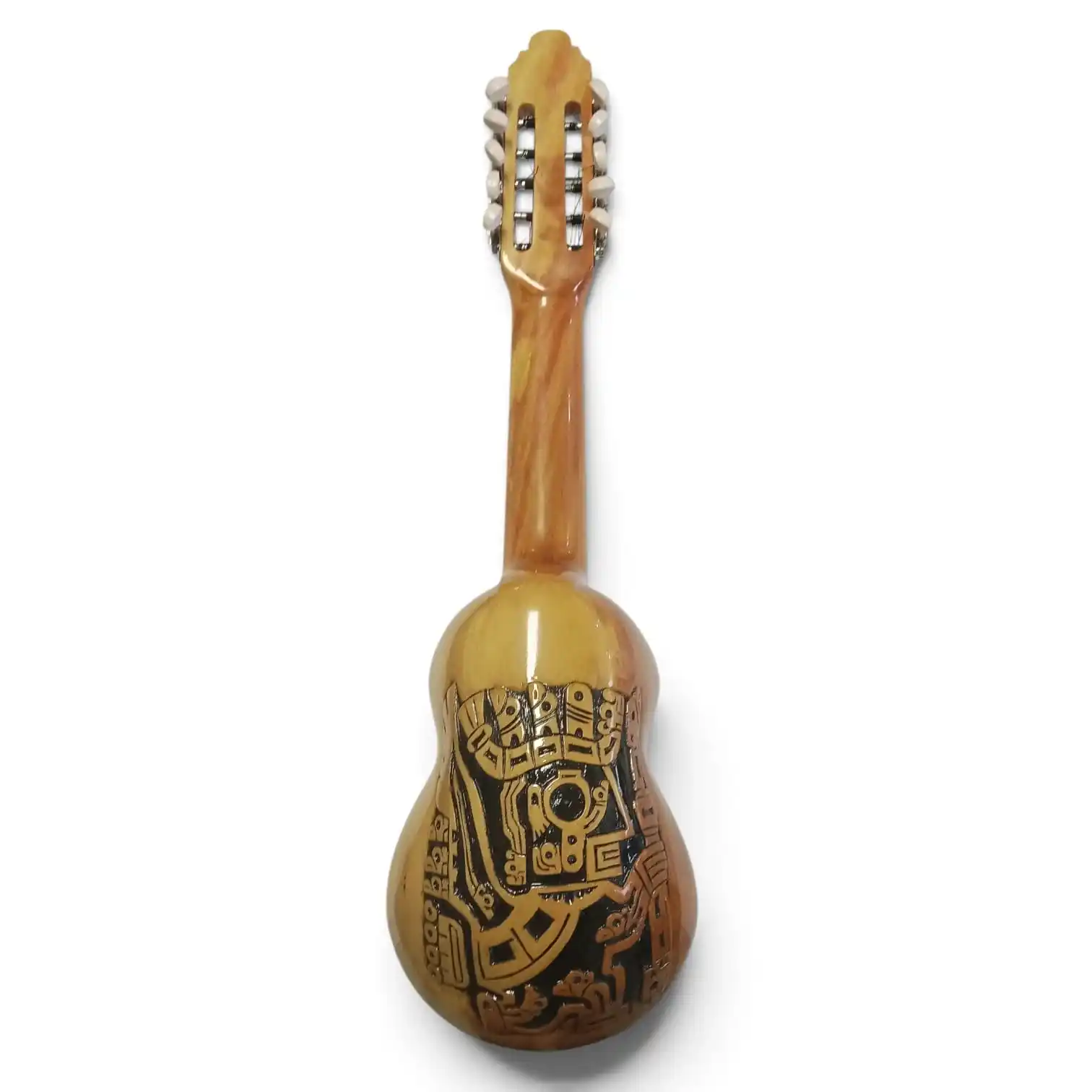 Charango Wayra Inca tallado a mano en madera de naranjillo con diseño ancestral