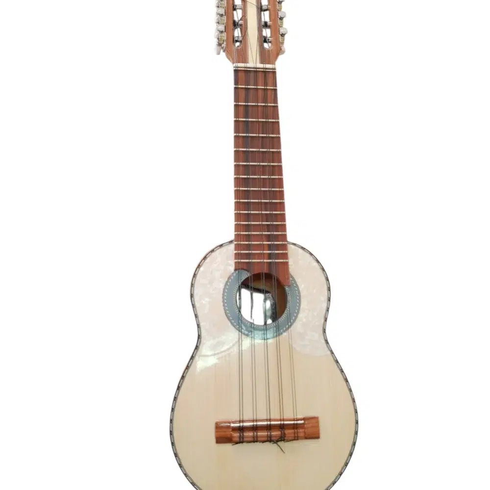 Charango Wayra Quirquincho tallado a mano en madera de naranjillo con tapa de abeto