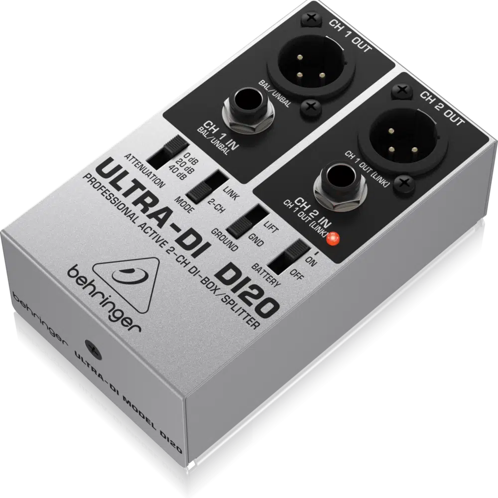 Caja directa activa Behringer DI20 con salidas balanceadas y modo Split