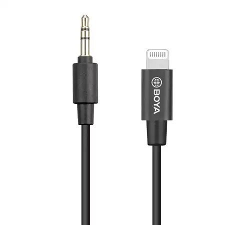 Cable Lightning a TRS 3.5mm BOYA BY-K1 para iPhone y micrófonos