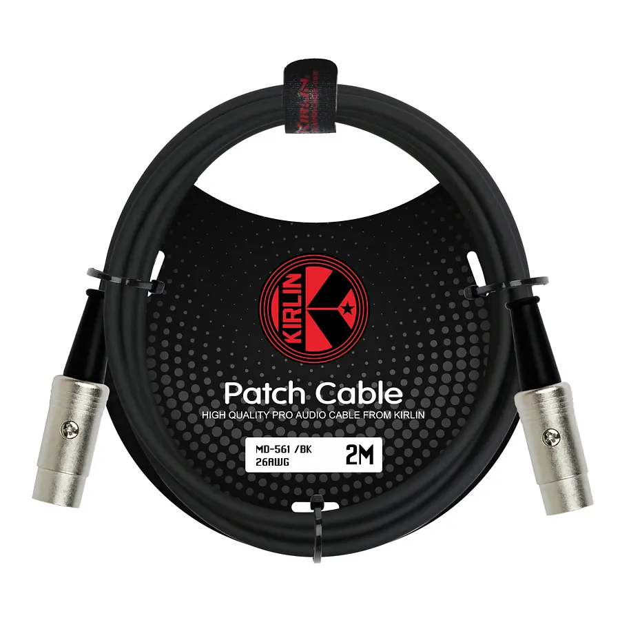 Cable Kirlin MD-561-2M/BK MIDI 2 metros con conectores metálicos niquelados