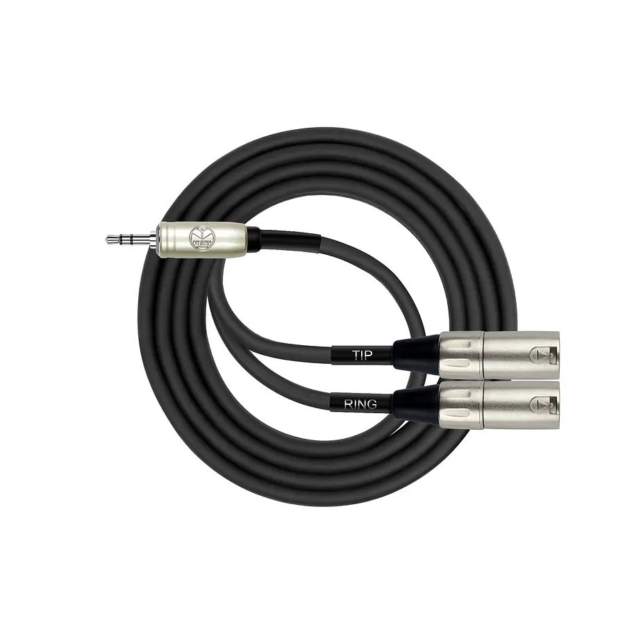 Cable Kirlin Y-370PRL-1.5M mini plug 3.5mm estéreo a 2XLR macho 1.5 metros