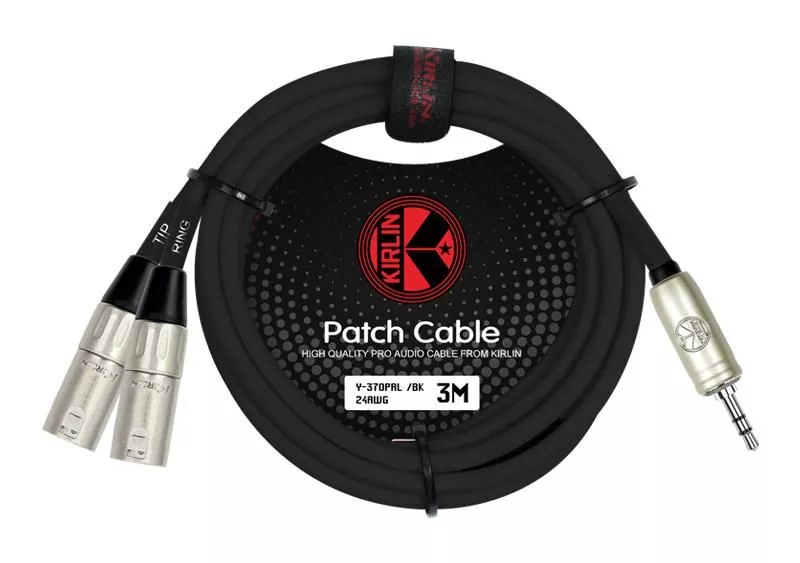 Cable Kirlin Y-370PRL/BK Mini Plug 3.5 mm a 2 XLR Macho 3M negro