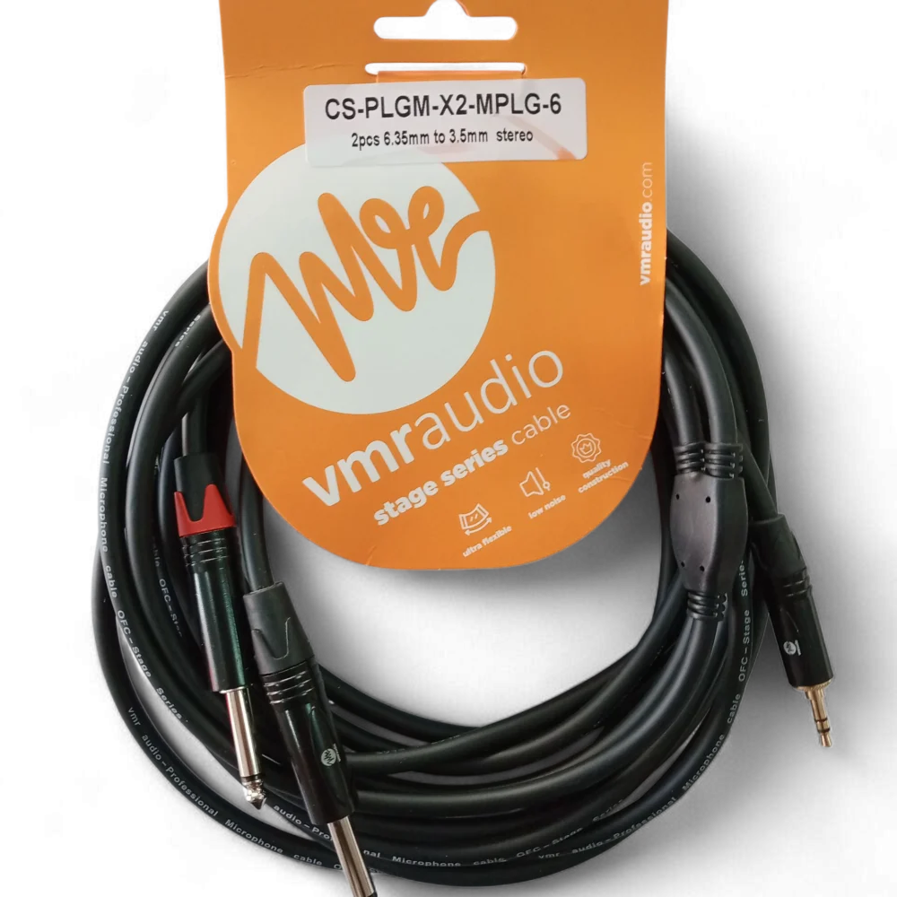 Cable VMR Audio de 3.5mm estéreo a 2x 6.3mm mono de 6 metros