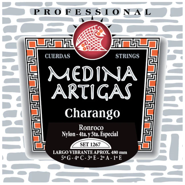 Cuerdas Medina Artigas 1267 para ronroco, nylon con 4ª y 5ª entorchadas