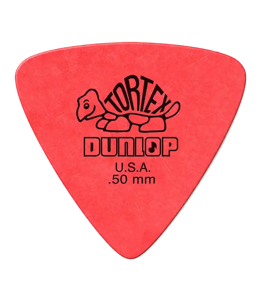 Pack 6 uñetas Tortex triangulares 0.50mm rojas