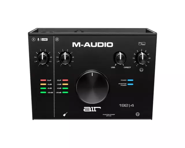 Interfaz de audio M-Audio AIR 192|4 con preamplificadores Crystal y conexión USB-C