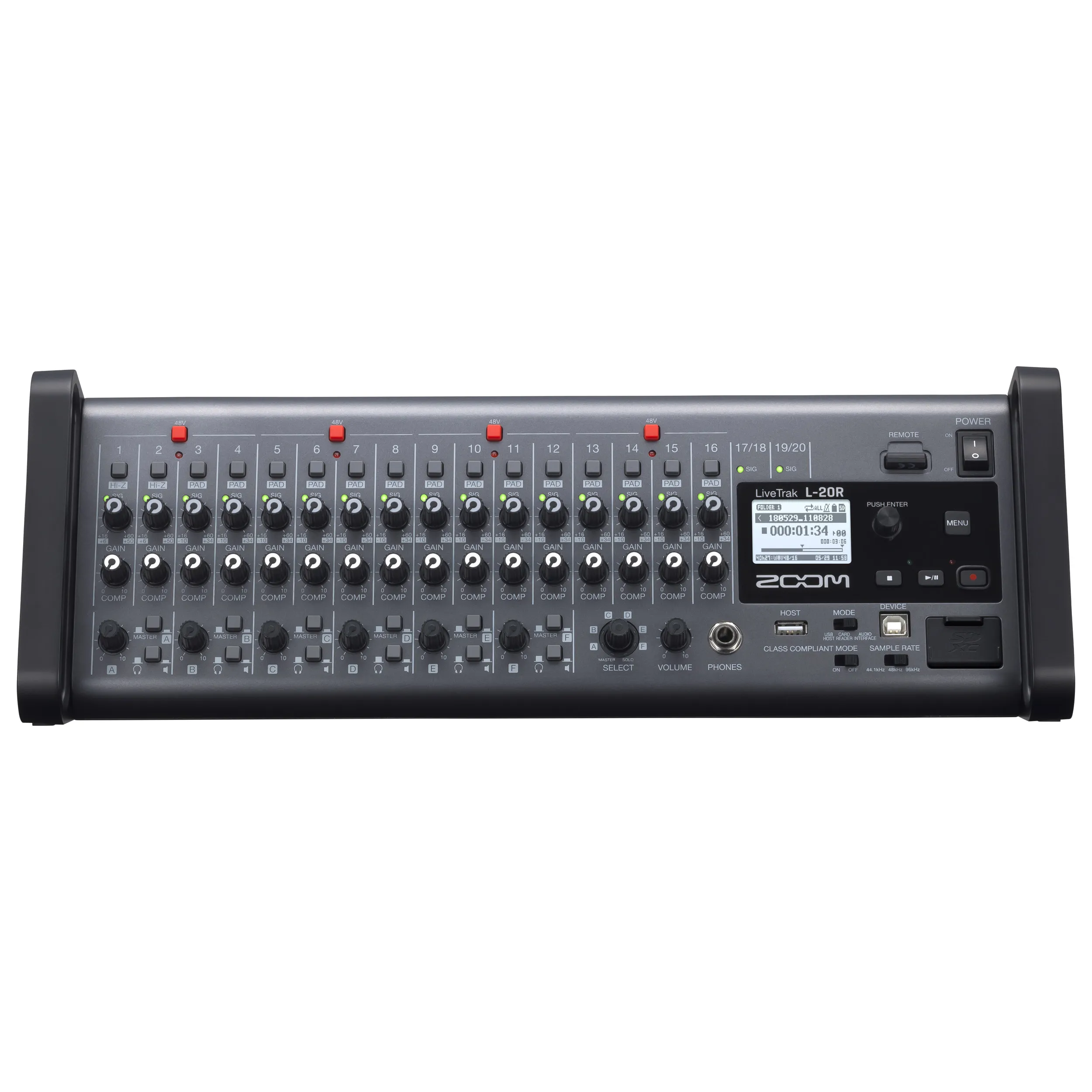 Mixer digital Zoom L-20R con control por iPad y grabación multipista