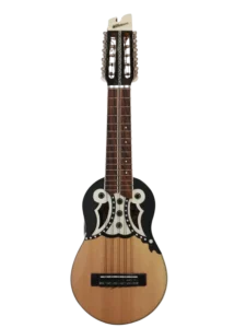 Charango electroacústico Quispe Torres blanco y negro hecho a mano