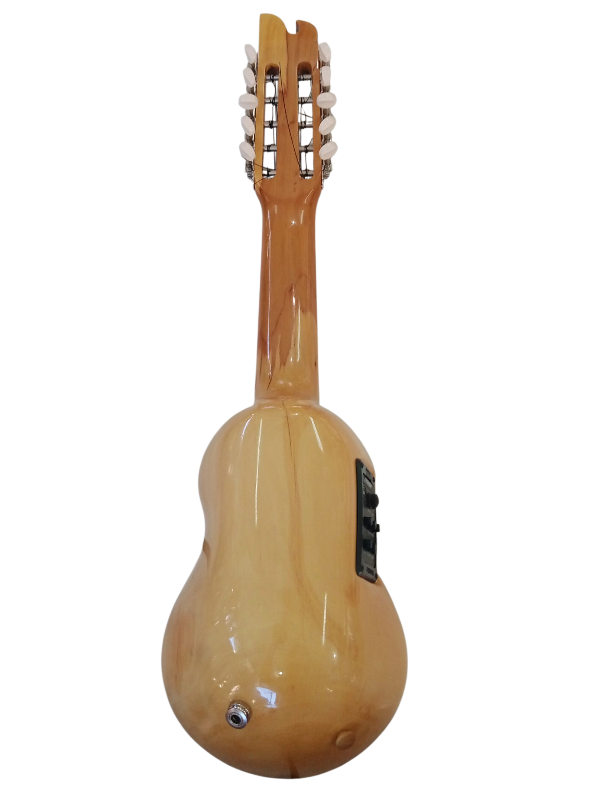 Charango electroacústico Quispe Torres blanco y negro hecho a mano