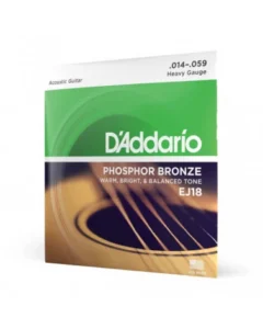 Cuerdas D’Addario EJ18 para guitarra acústica, bronce fosforado calibre 14–59