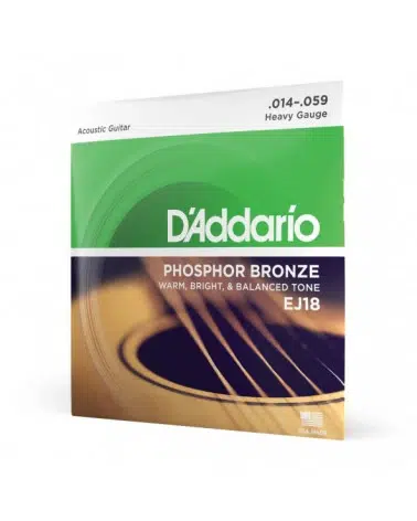 Cuerdas D’Addario EJ18 para guitarra acústica, bronce fosforado calibre 14–59