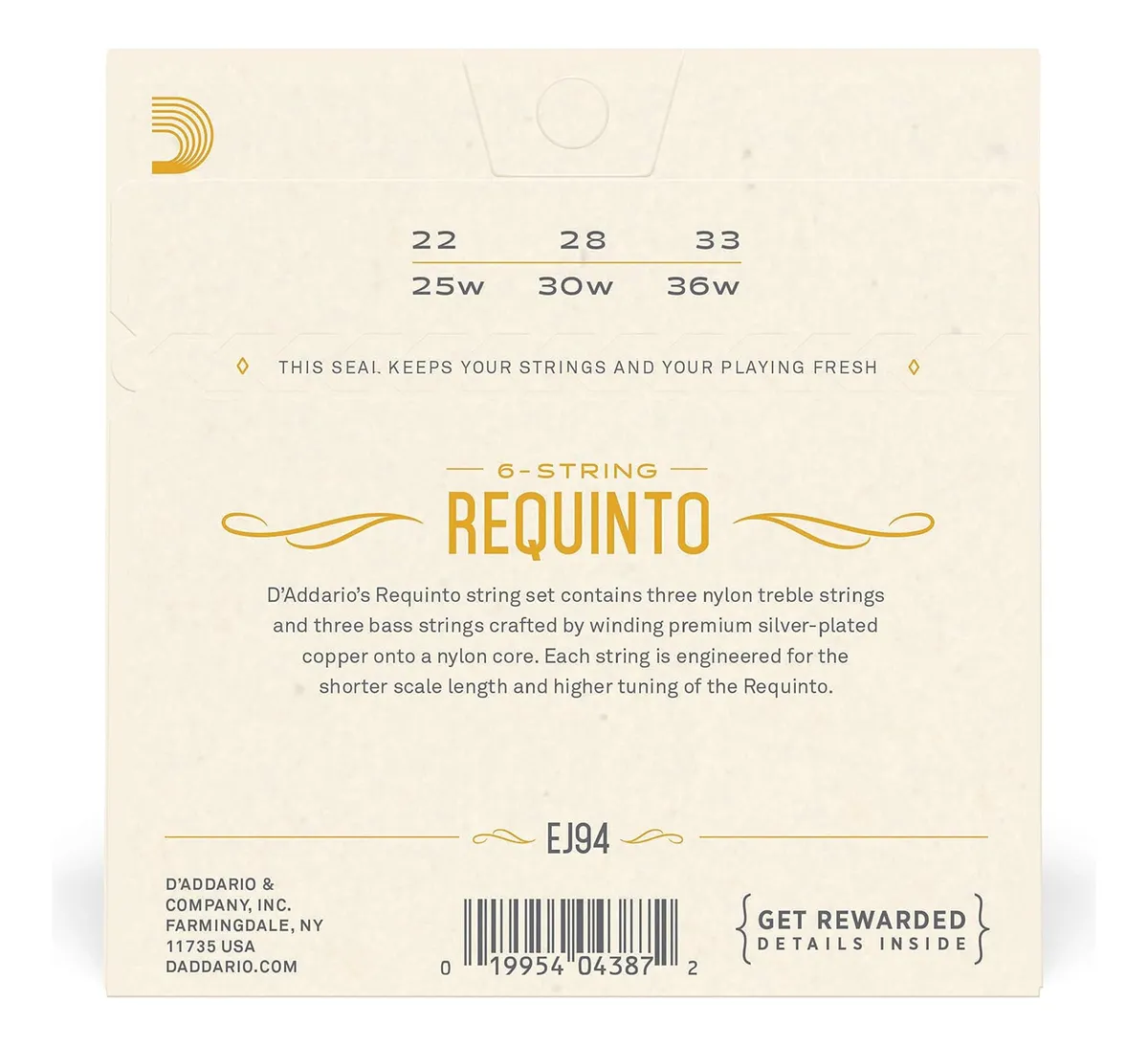 Cuerdas D’Addario EJ94 para guitarra requinto, nylon y cobre plateado