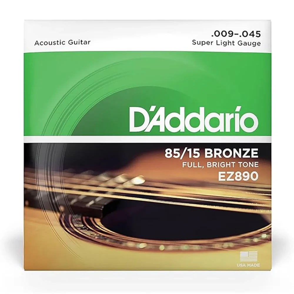 Cuerdas D’Addario EZ890 para guitarra acústica, bronce 85/15 calibre 09–45