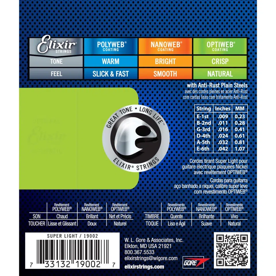 Cuerdas Elixir 19002 Optiweb para guitarra eléctrica calibre 09–42
