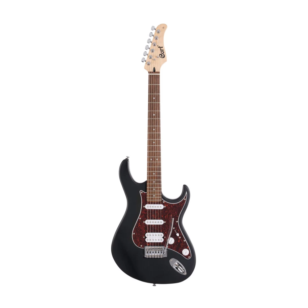 Guitarra eléctrica CORT G110-OPBK negra con cuerpo de álamo