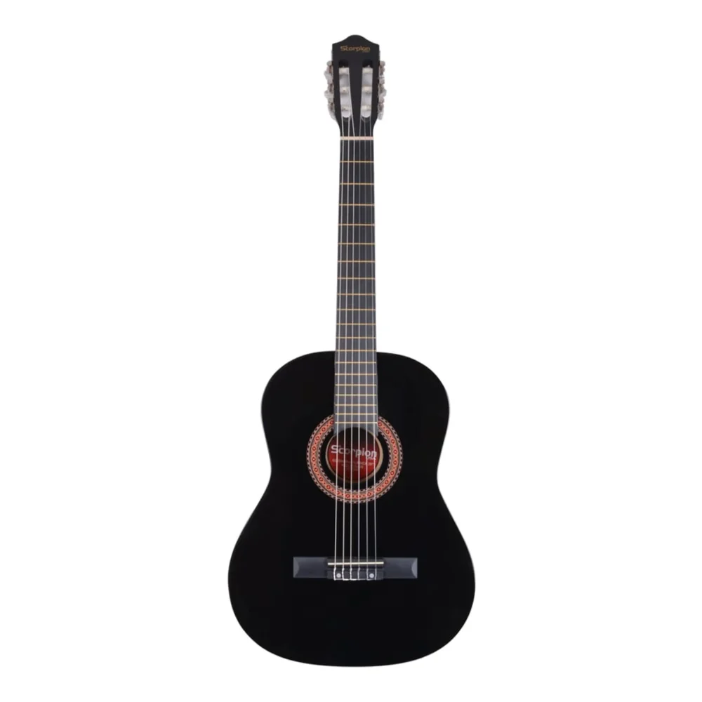 Guitarra clásica Scorpion 39 pulgadas color negro con cuerdas de nylon