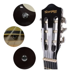 Guitarra clásica Scorpion 39 pulgadas color negro con cuerdas de nylon
