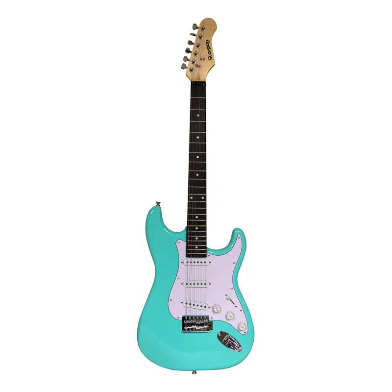 Pack guitarra eléctrica Scorpion turquesa con amplificador y accesorios