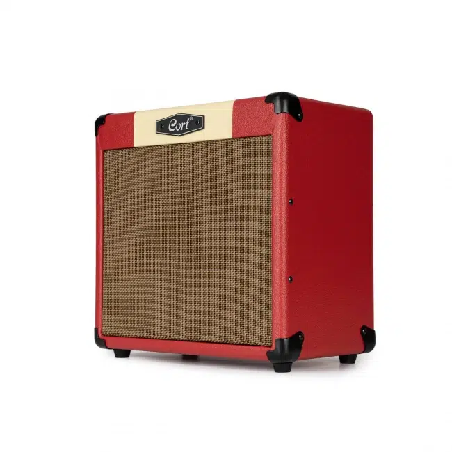 Amplificador CORT CM15R-DR color rojo oscuro con reverb y canal overdrive