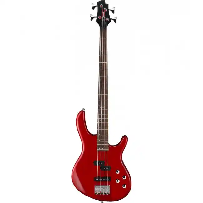 Bajo eléctrico CORT Action Plus de 4 cuerdas, acabado rojo transparente