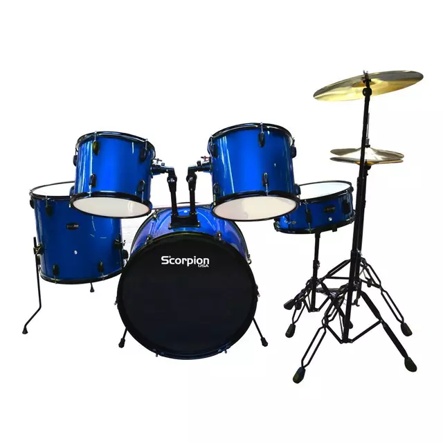 Batería acústica azul Scorpion BSC 405 ideal para principiantes