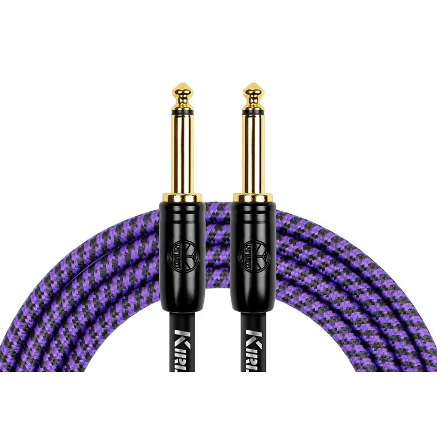 Cable de instrumento Kirlin tejido morado 3m con plugs 1/4 chapados en oro