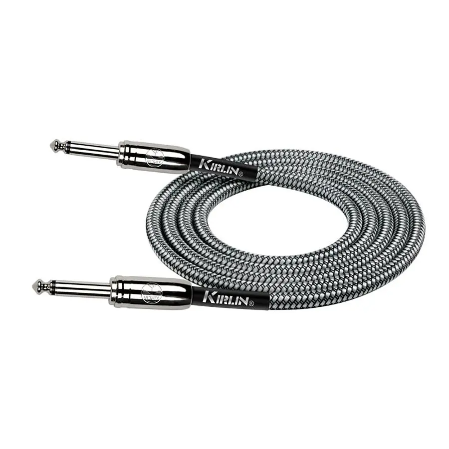 Cable de instrumento Kirlin tejido gris 3m con plugs 1/4 rectos