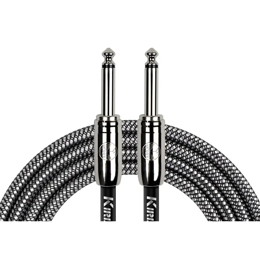 Cable de instrumento Kirlin tejido gris 3m con plugs 1/4 rectos