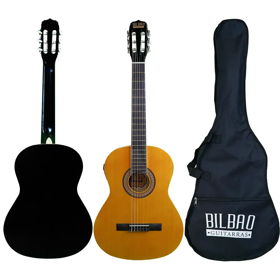 Guitarra Bilbao BIL-CASEQ natural con funda y cuerdas metálicas