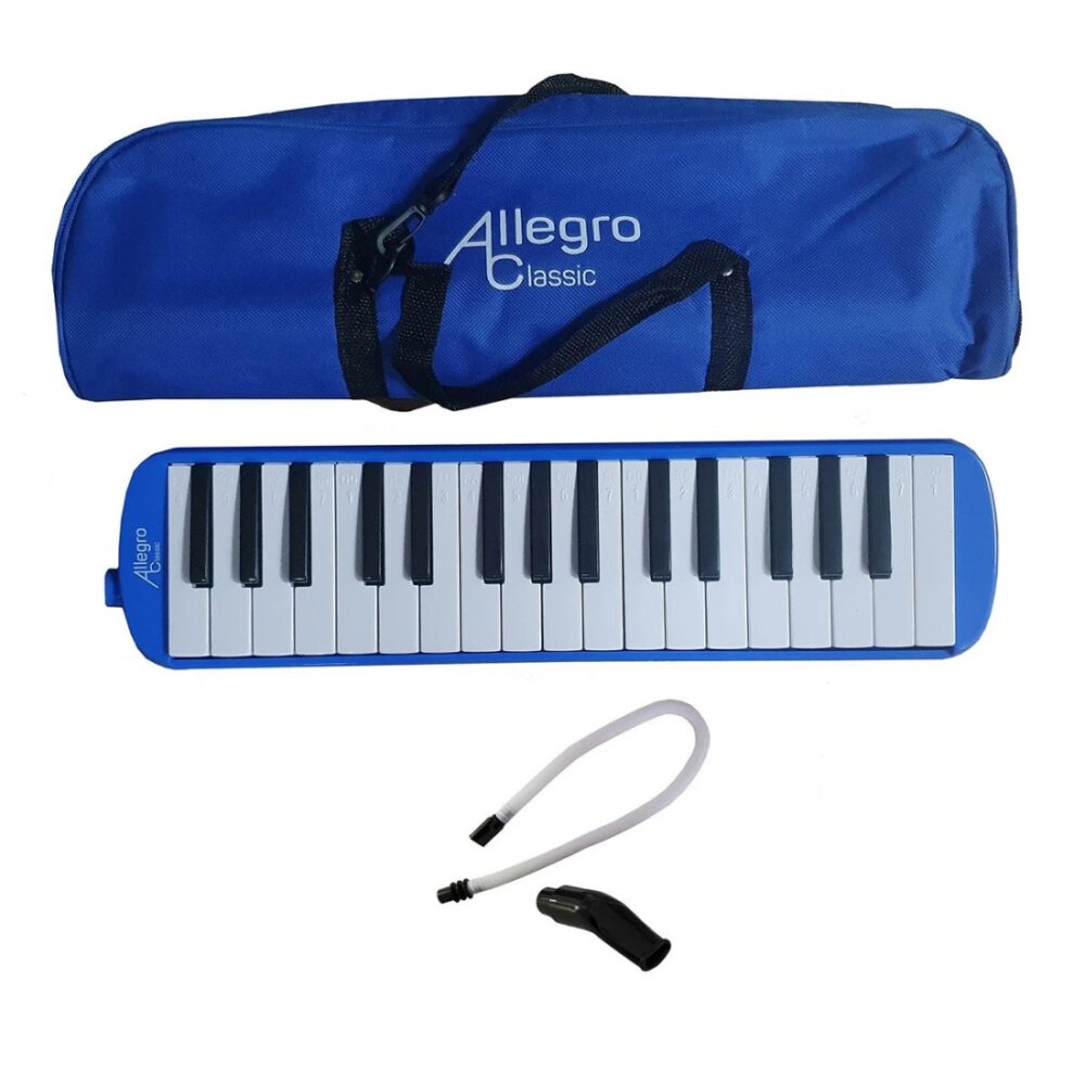 Melódica Allegro azul 32 notas Allsh32-Bl con 2 boquillas y funda de tela