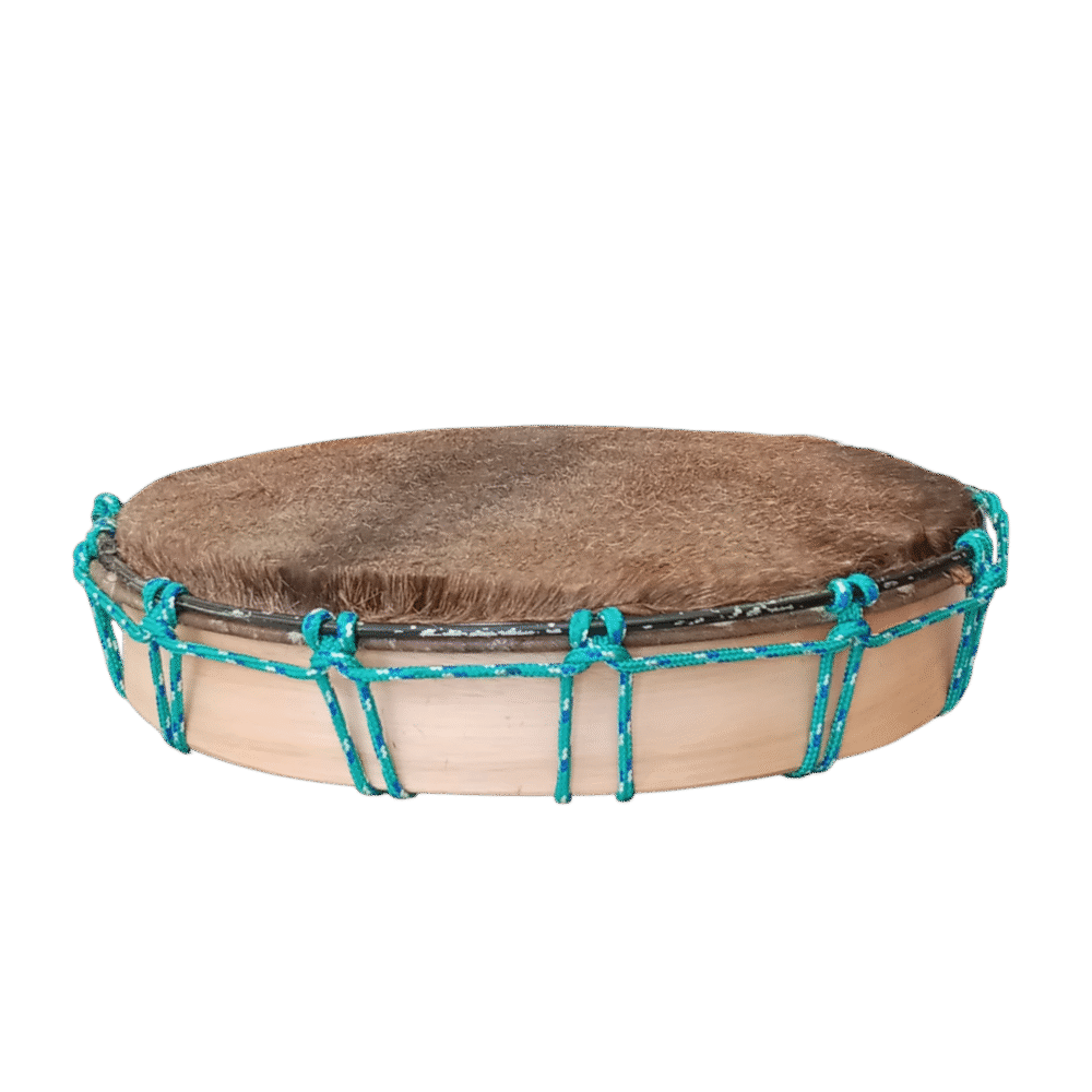Tambor chamánico 14 pulgadas de madera con cuero de chivo oscuro