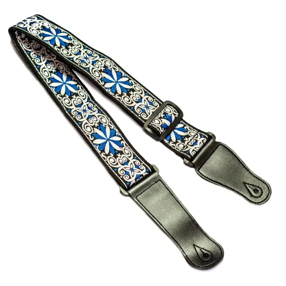 correa guitarra hq jacquard azul algodon
