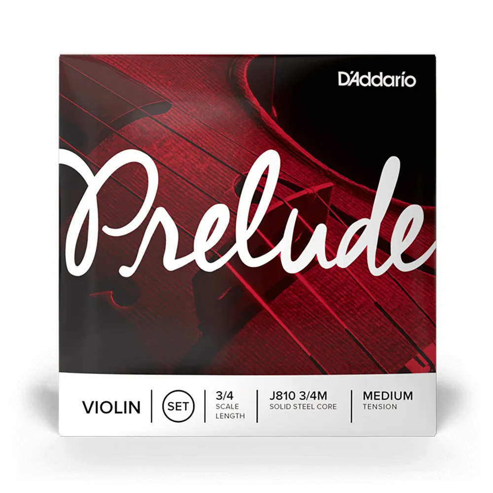 Set de cuerdas D'Addario Prelude para violín 3/4 con sonido cálido y alta durabilidad