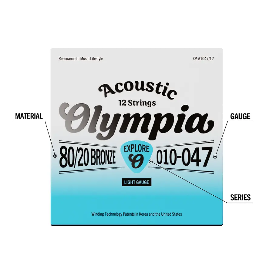 cuerdas guitarra 12 cuerdas olympia electroacustica