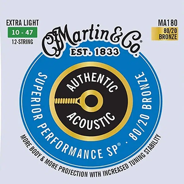 Set de cuerdas Martin Authentic Acoustic 0.10 para guitarra acústica de 12 cuerdas