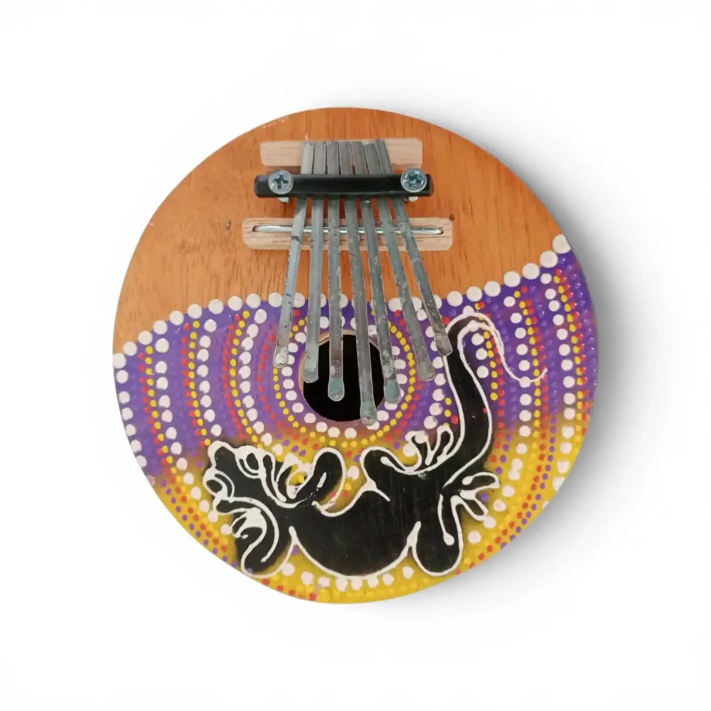 Kalimba de coco de 7 notas con cubierta de madera pintada a mano