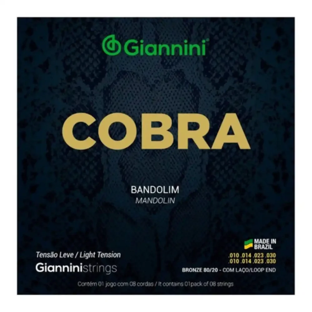 Set de cuerdas Giannini de cobre y zinc para mandolina de 8 cuerdas