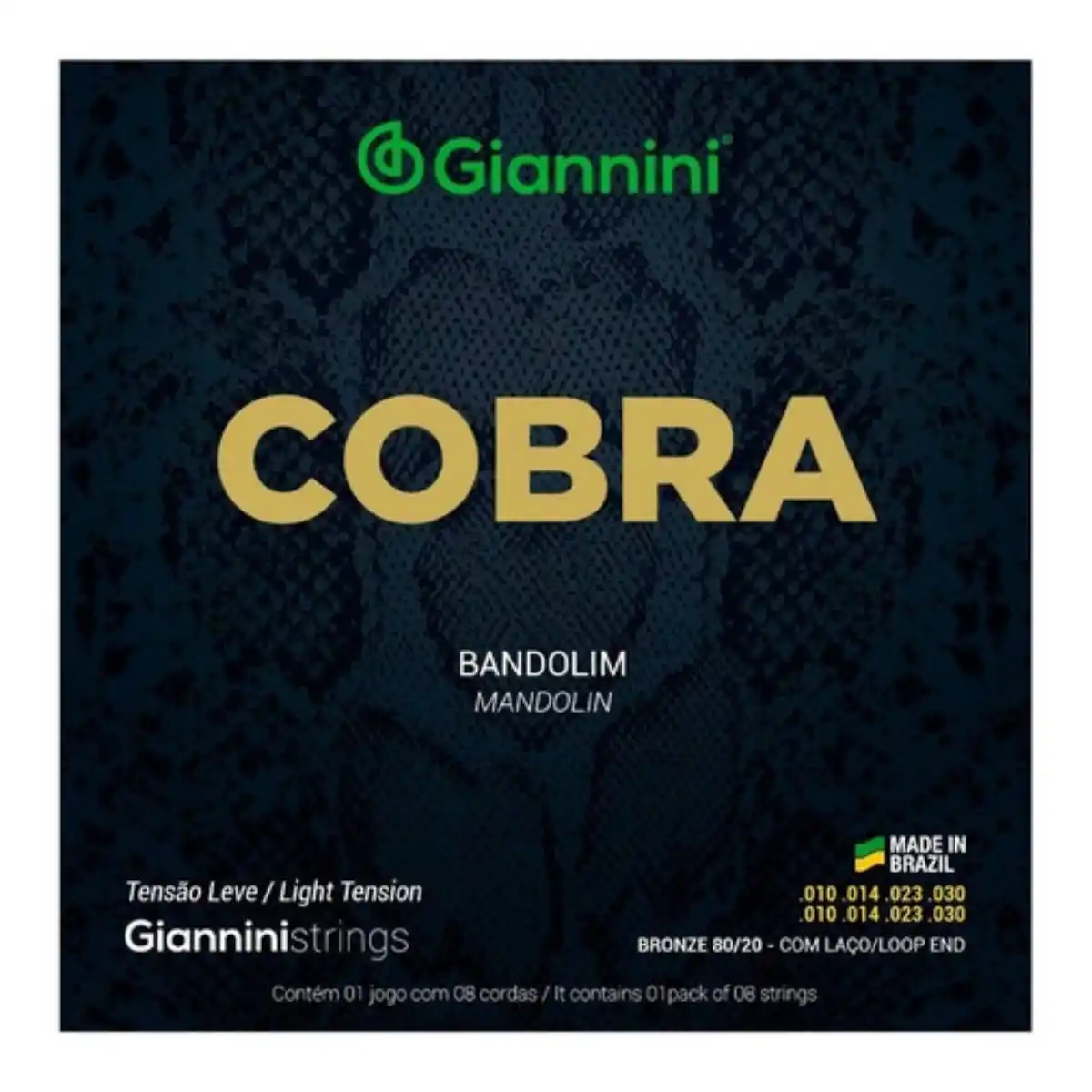 Set de cuerdas Giannini de cobre y zinc para mandolina de 8 cuerdas