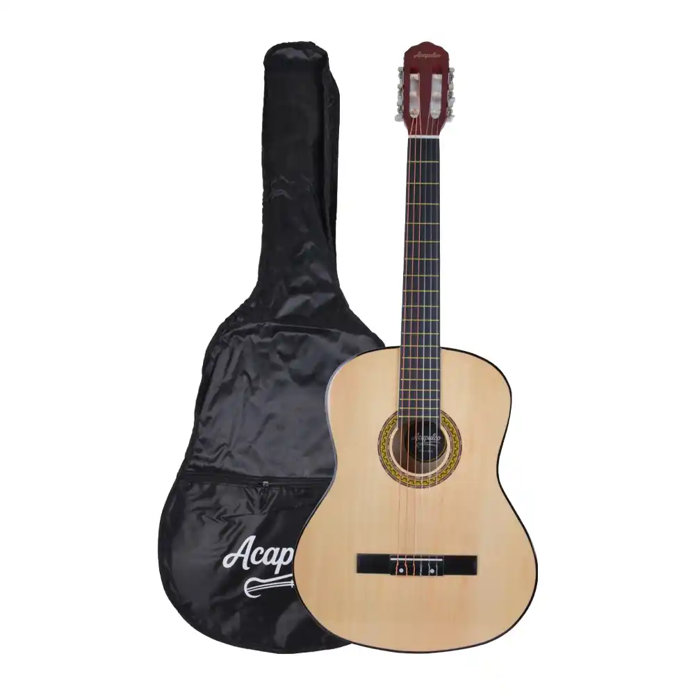 Guitarra Acapulco 39 pulgadas clásica con cuerdas de nylon y acabado natural