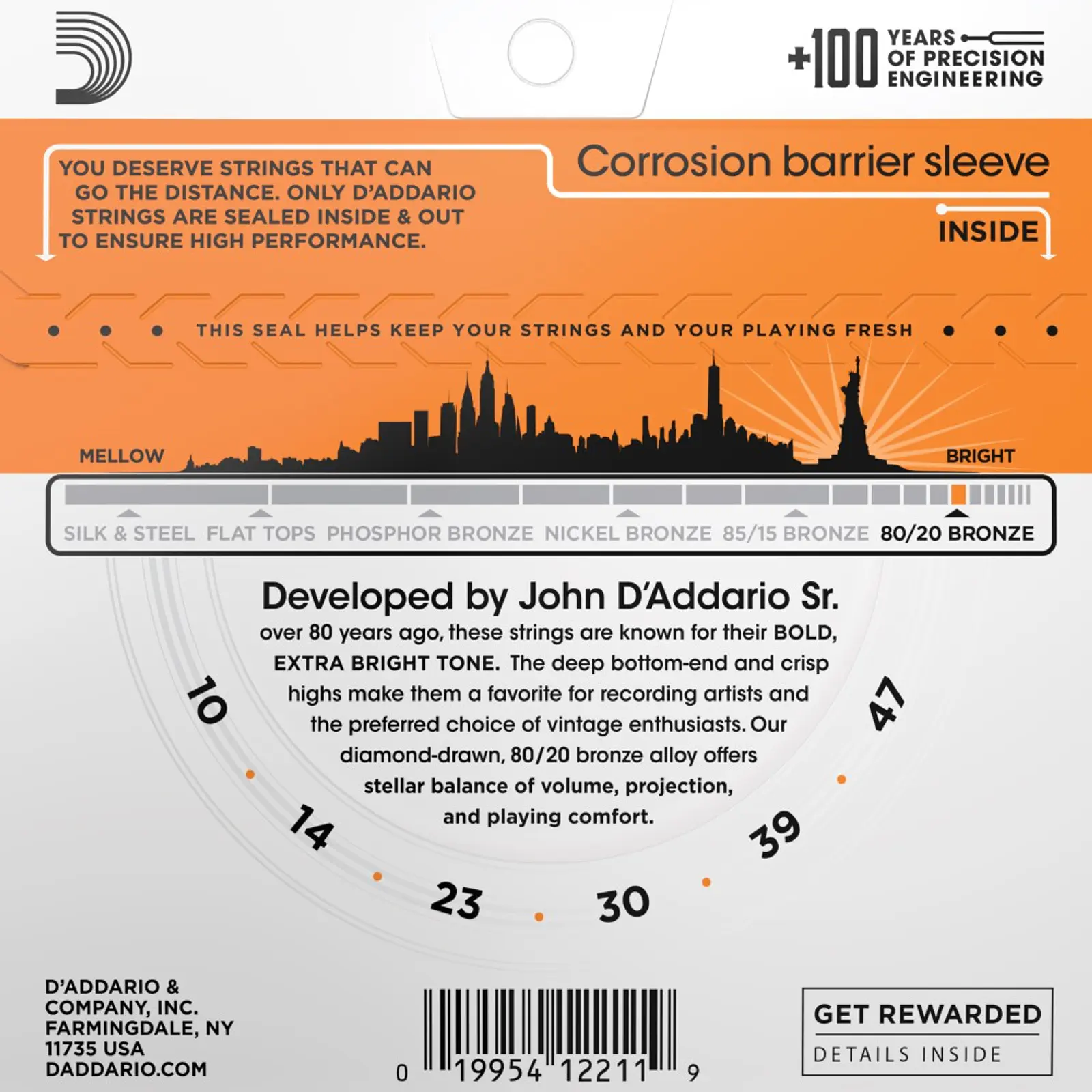 cuerdas D'Addario EJ10 10-47 para guitarra acústica