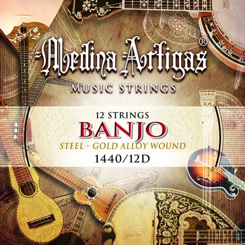 cuerdas Medina Artigas 1440-12D para banjo de 12 cuerdas Gold Alloy